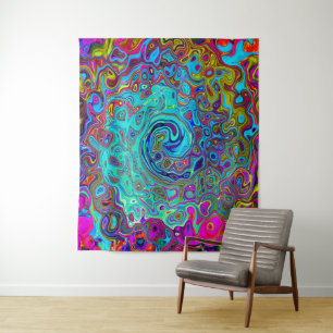 Tenture Trippy Sky Blue Abstrait Retro Liquid Swirl