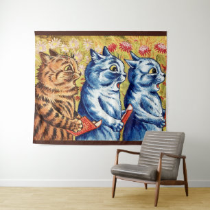 Tenture Trois chats chantant par Louis Wain