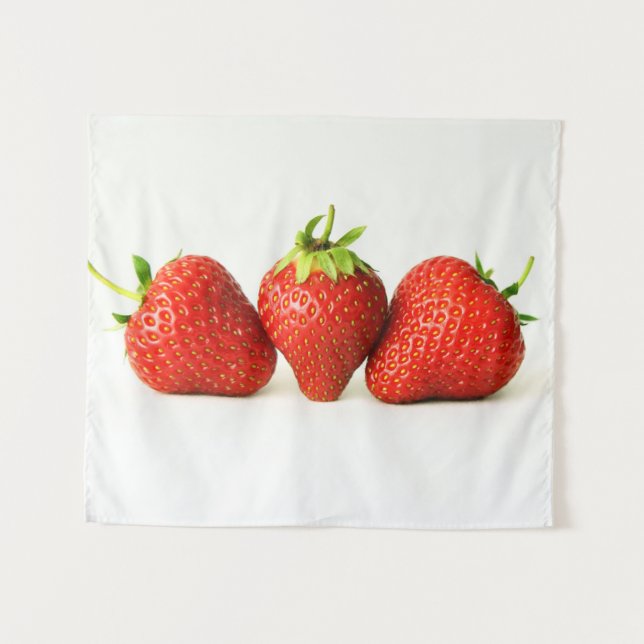 Tenture Trois fraises sur blanc wtcnm (Devant (Horizontal))