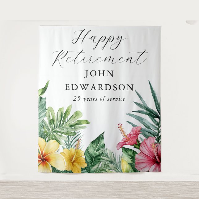 Tenture Tropical Floral Retirement Party - fond photo (Devant)