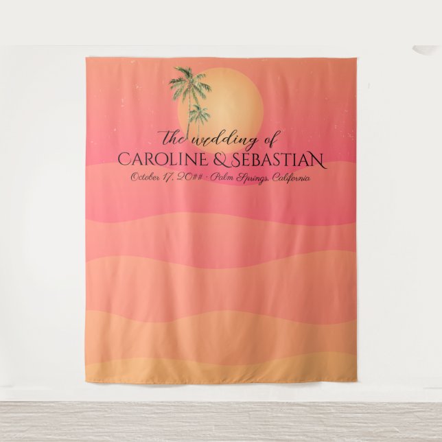 Tenture Tropical italien Sunset Palm Tree Minimal Mariage (Devant)