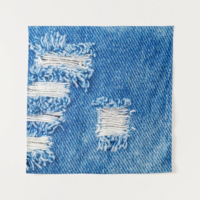 Tenture Trou sur Denim Jeans. Torn Blue je déchiré (Devant)
