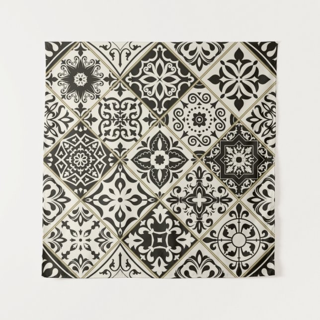 Tenture Tuile en patchwork sans couture avec Islam, arabe, (Devant)