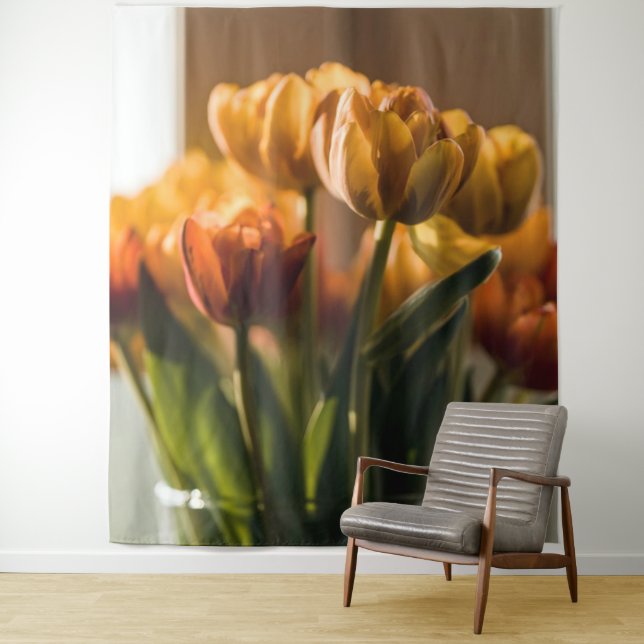 Tenture Tulipes Fleurs orange (En situation)