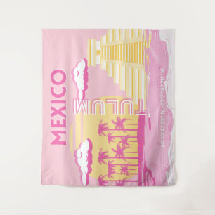 Tenture Tulum, Art de voyage, Art prépa, Rose