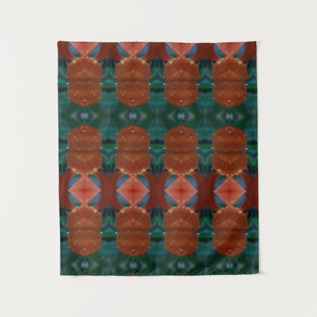 Tenture Turq & Coral Ikat Pouf (Devant)