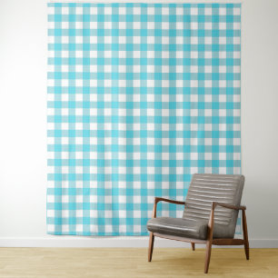 Tenture Turquoise Bleu & Blanc En vichy Vérifier Tapisseri