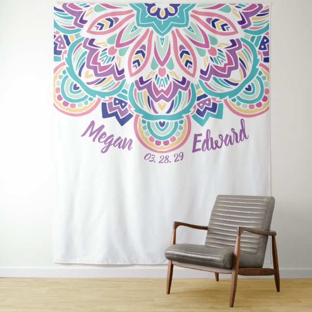 Tenture Turquoise et contexte floral moderne pourpre de (En situation)