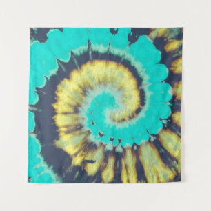 Tenture Turquoise spirale Abstraite. Tye Dye Chemise Cercl