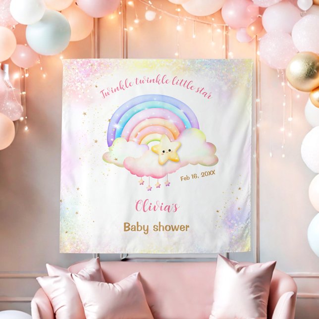 Tenture Twinkle Little Star Rainbow Baby shower fond (Twinkle Little Star Rainbow Baby Shower Backdrop)