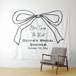 Tenture Tying Knot Fond Noir Nœud Papillon Mariage Shower