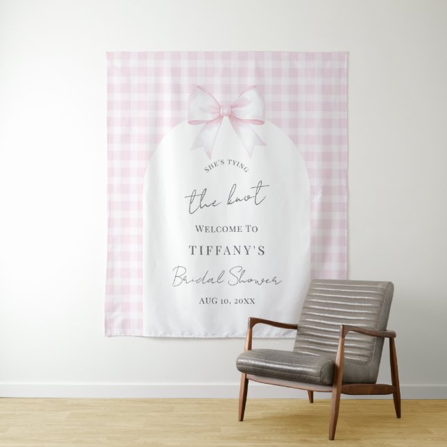Tenture Tying The Knot Pink Bow Bridal Shower Welcome (En situation)