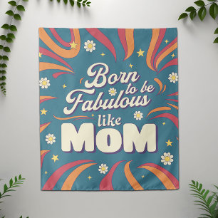 Tenture Typographie de citation de maman rétro psychédéliq