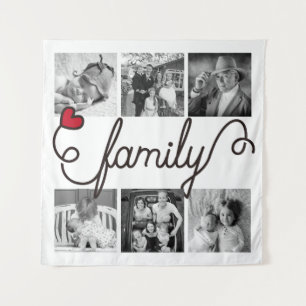 Tenture Typographie de famille Art Cœur Rouge Photos Insta