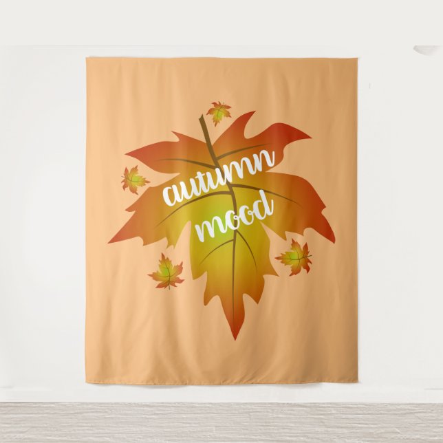 Tenture Typographie de l'humeur d'automne feuille d'érable (Devant)