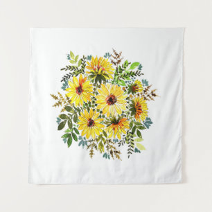 Tenture Un beau bouquet aquarelle, jolie fleur jaune