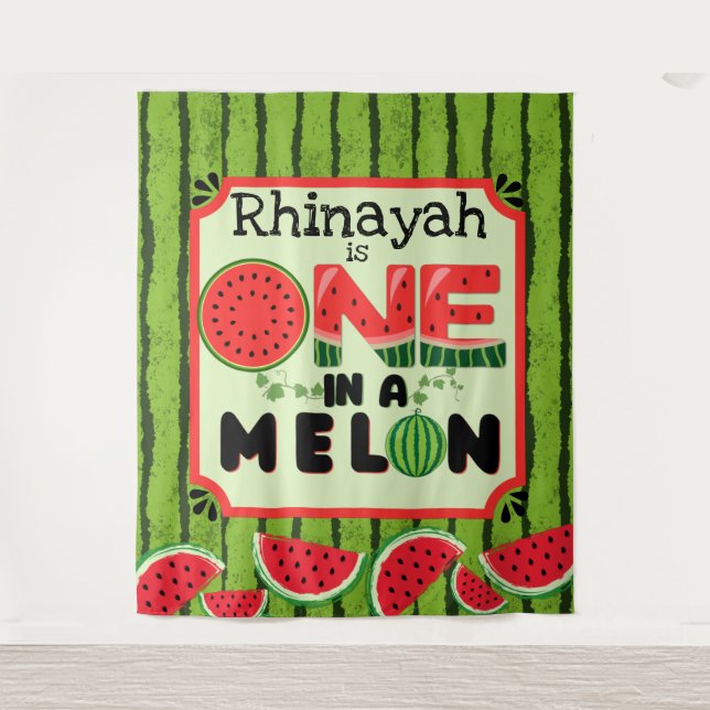Tenture UN dans Melon Watermelon Premier anniversaire Cont (Devant)