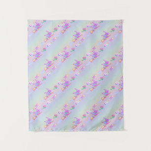 Tenture Un joyeux Motif Rainbow de la sorcière volant