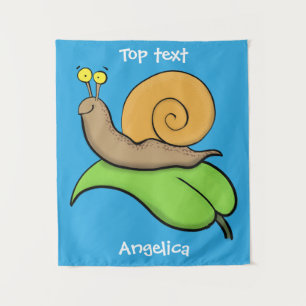 Tenture Un mignon escargot heureux sur une illustration d'