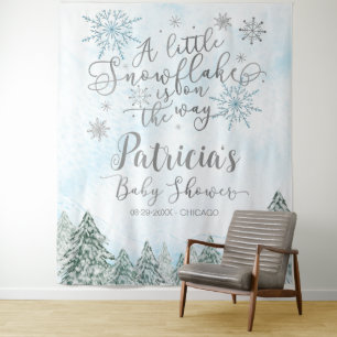 Tenture Un petit Baby shower bleu Snowflake En arrière-pla
