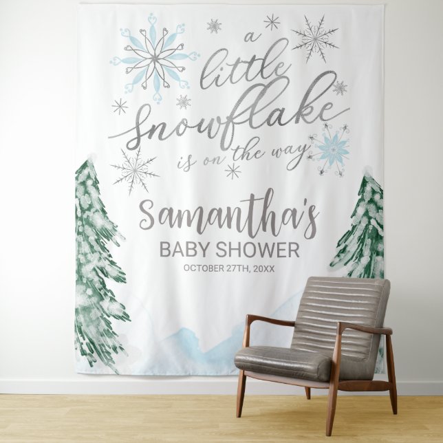 Tenture Un petit Baby shower d'hiver Snowflake Contexte (En situation)