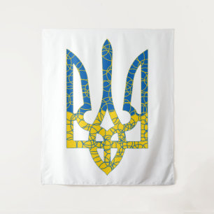 Tenture Un trident ukrainien texturé drapeau d'Ukraine cou