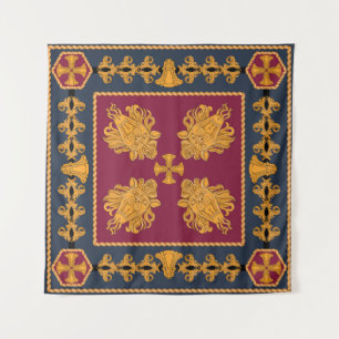 Tenture Une écharpe avec un motif de têtes d'or de lions e
