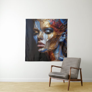 Tenture Une Femme Abstraite Visage 1 - Verre