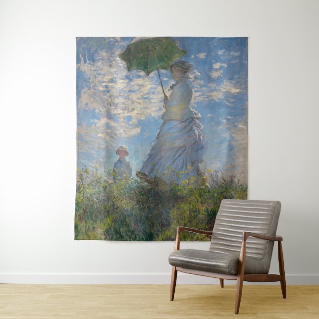 Tenture Une femme avec un parasol | Paysage français (En situation)
