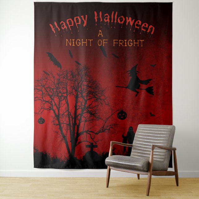 Tenture Une nuit d'Halloween Éffrayante et effrayante (En situation)