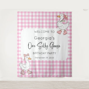 Tenture Une oie sotte rose 1er anniversaire Contexte de bi