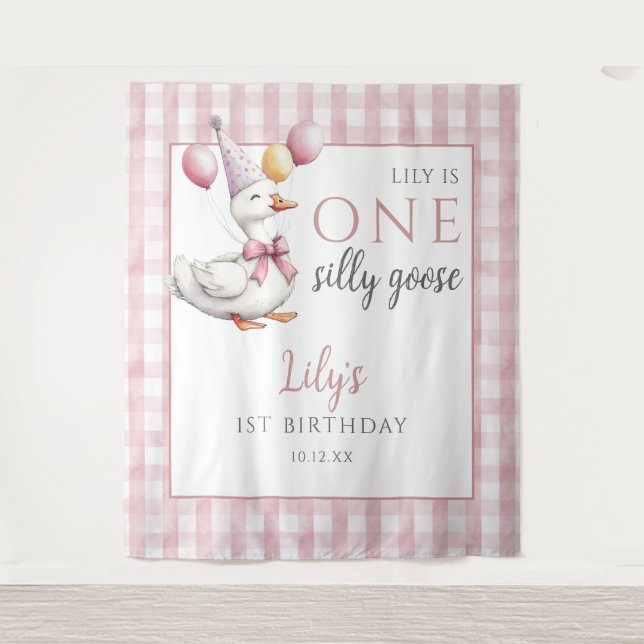 Tenture Une oie sotte rose Anniversaire photo fond (Devant)