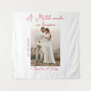 Tenture Une photo de mariage rose nom fait au ciel