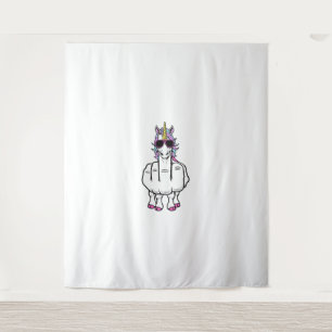Tenture Unicorn Doigt Moyen Drôle Magique Offensive Rude