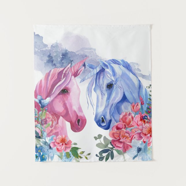 Tenture Unicornes aquarelle Art (Devant)