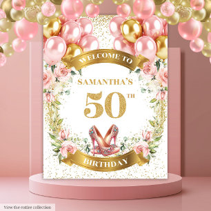 Tenture Unique 50e anniversaire Floral Gold Parties scinti