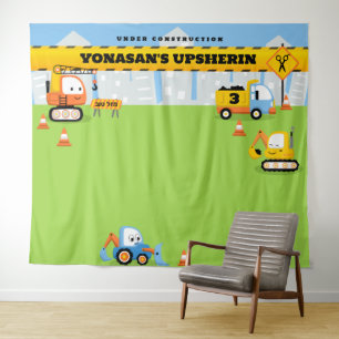 Tenture Upsherin Personnalisé Cute Construction BACKDROP