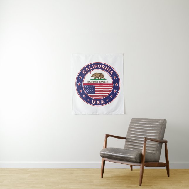 Tenture USA_STATES - WITH_FLAG_California_circle_with_flag (En situation)