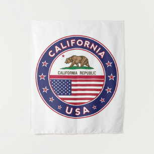 Tenture USA_STATES - WITH_FLAG_California_circle_with_flag