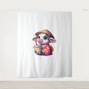 Tenture Vache Bubble Thé Japonais Kimono _1