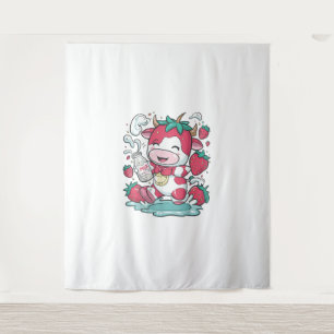 Tenture Vache de fraise Kawaii Anime Lait de fraise _4