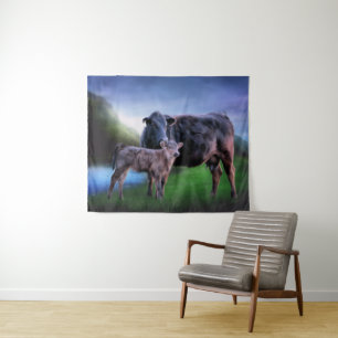 Tenture Vache et veau Black Angus
