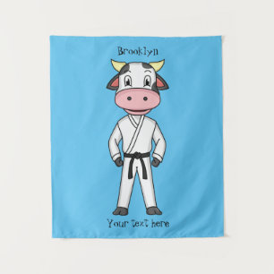Tenture Vache mignonne en combinaison kung fu