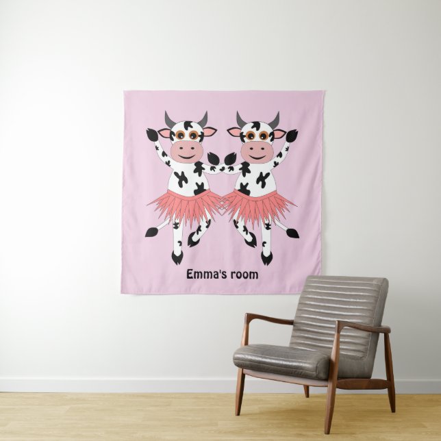 Tenture Vaches dansantes mignonnes et amusantes (En situation)