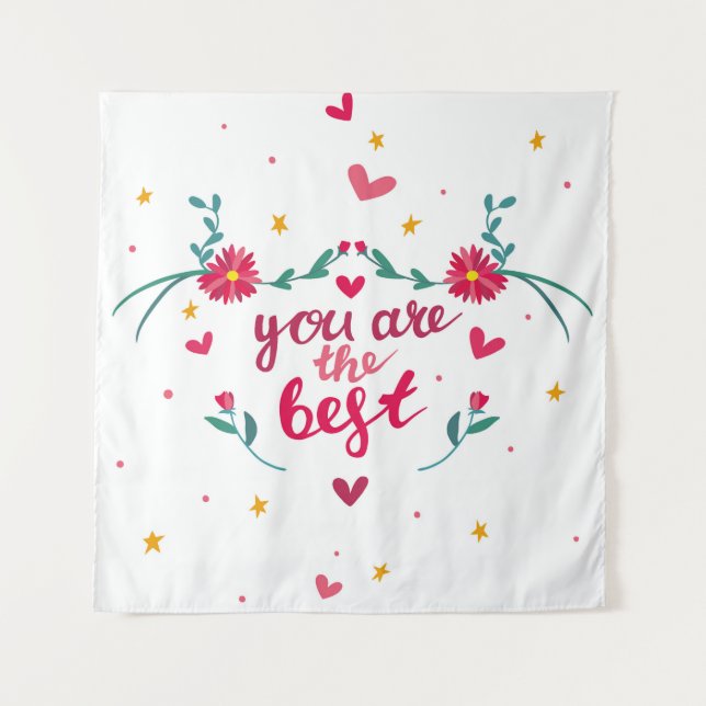 Tenture Valentine's day greeting card with hearts,  flower (Devant)