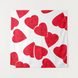 Tenture Valentines invisibles Jour coeur rouge blanc motif
