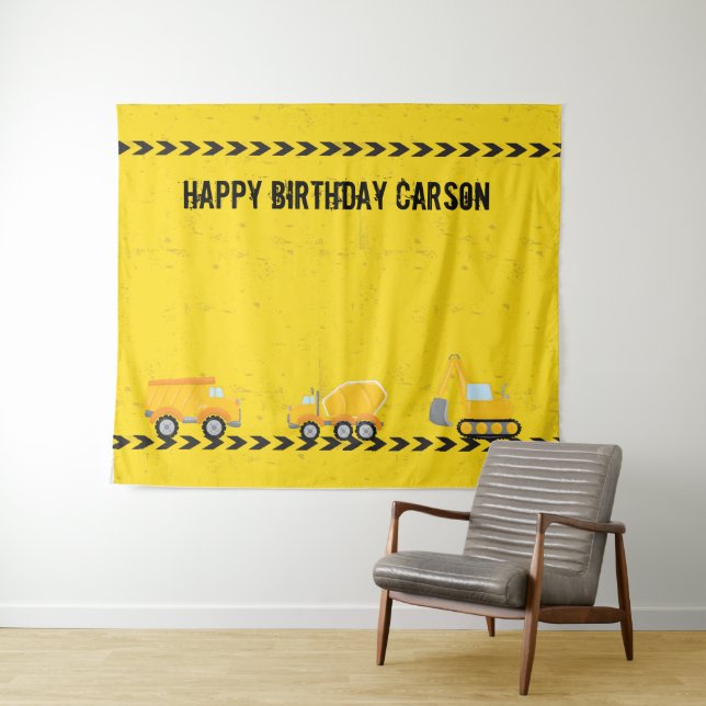 Tenture Véhicule de Construction Fête d'Anniversaire Enfan (En situation (horizontale))