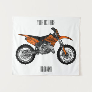 Tenture Vélo droit hors route moto / motocross dessin anim