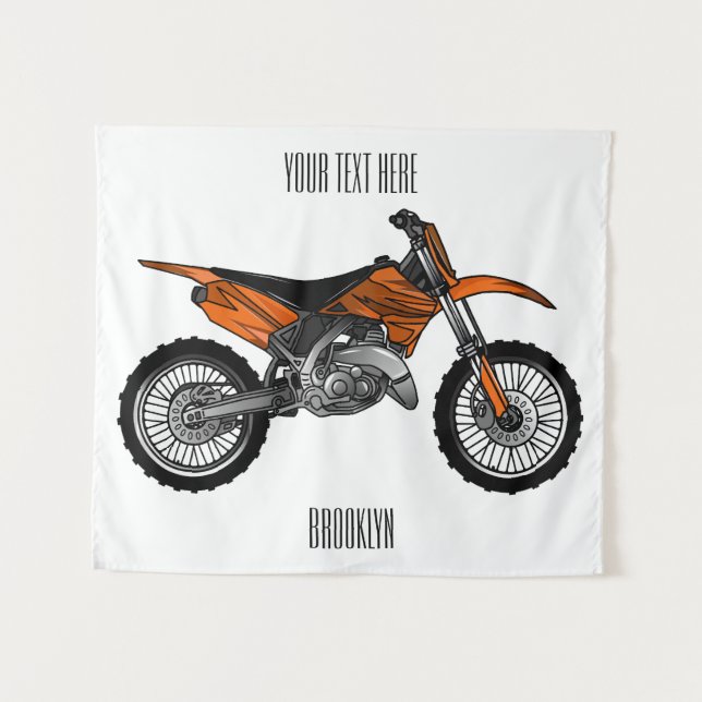 Tenture Vélo droit hors route moto / motocross dessin anim (Devant (Horizontal))