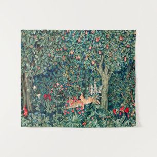 Tenture VERDURE, Hares FORESTIERS, Hares Floral vert